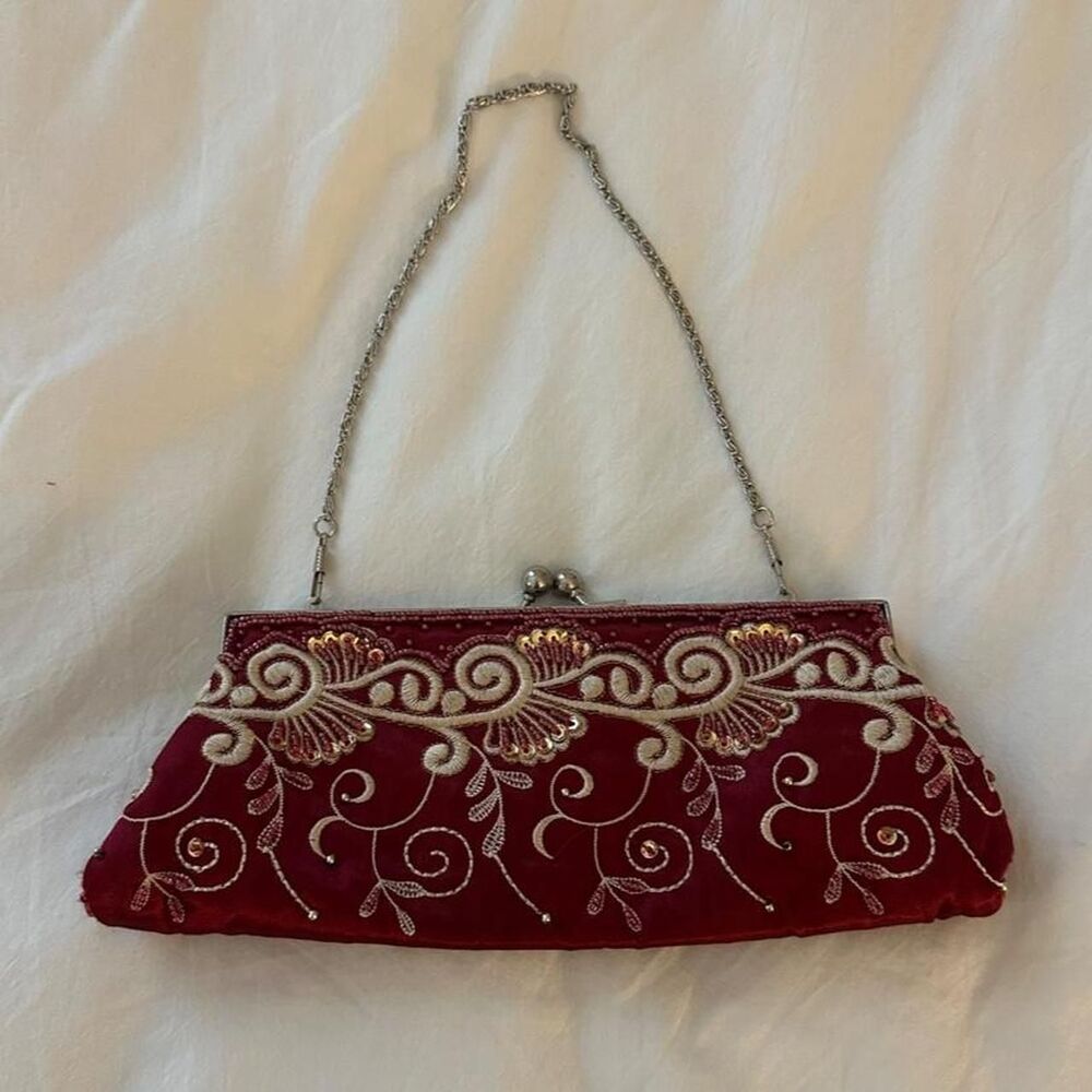 American-vintage Women's Red and Burgundy Bag